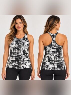Jillian Michaels Impact black white exercise tank top geometric print size small